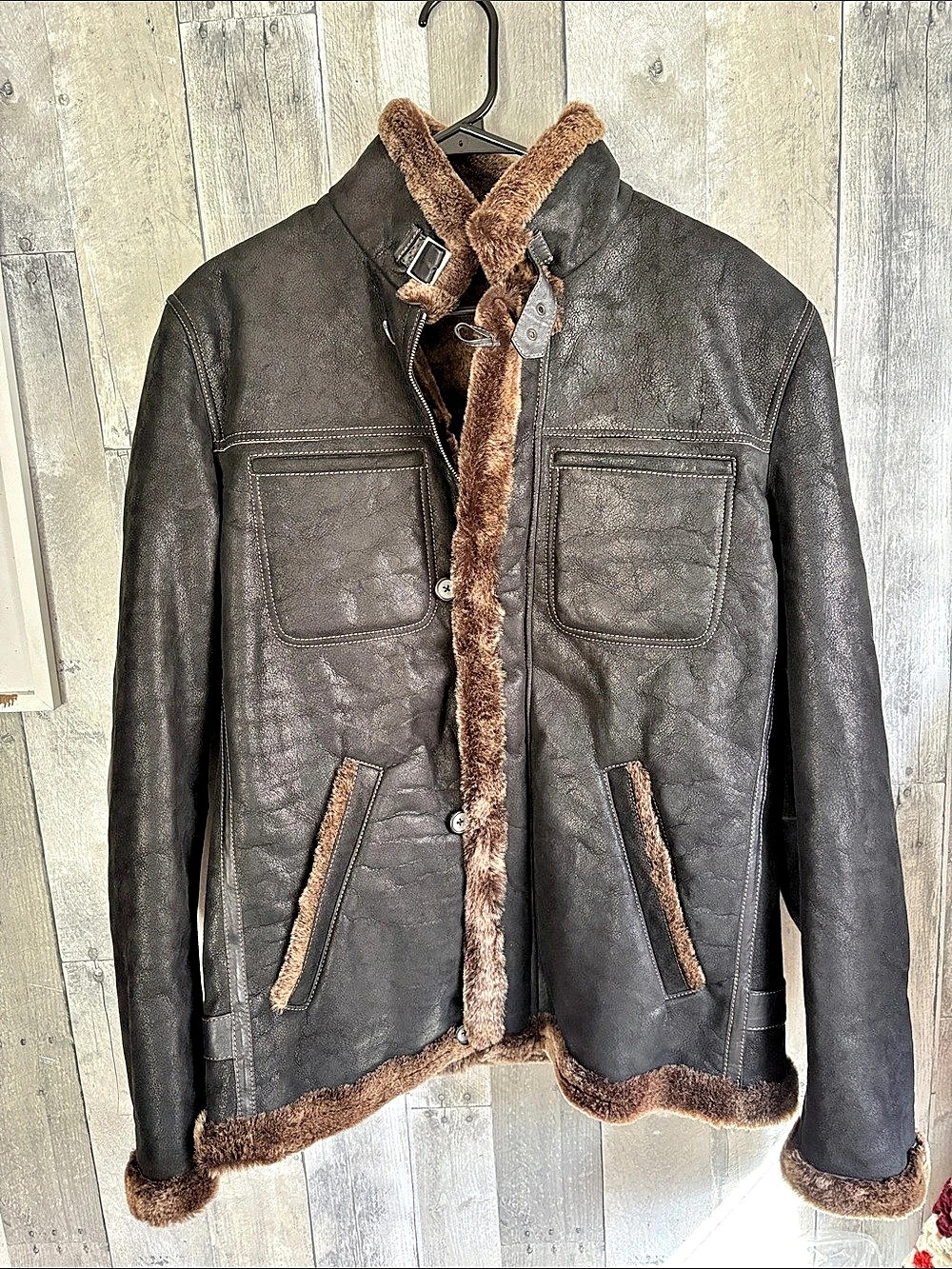 Tuzzi Shariana Coat Brown Shearling-Trim Coat